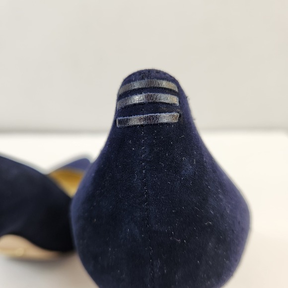 Sarah Flint Perfect Pump 100 Navy Suede Pointed Toe Stiletto Heels Sz 39.5 US 9 - Picture 10 of 12